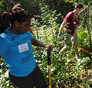 child doing service in garden