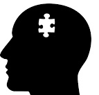 Male head silhouette with puzzle peice