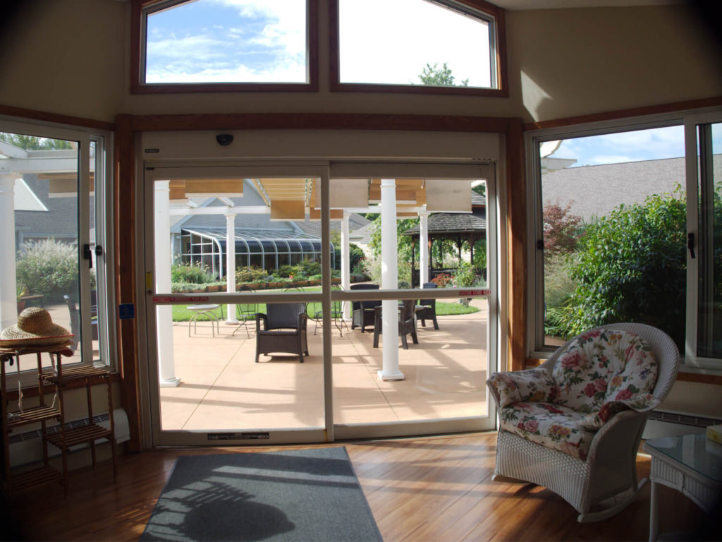 view of outside patio from inside 