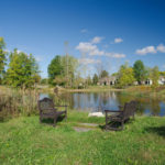 benches and pond