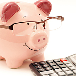 piggy bank with calculator