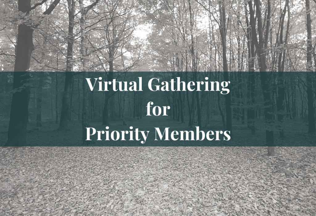 Trees with banner Virtual Gathering for Priority Members 
