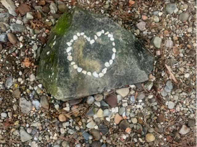stones in heart shaped arrangement