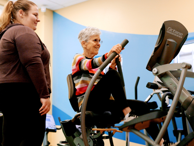 woman on stationary bike 