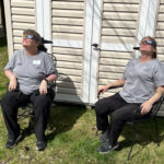 Housekeeping staff watch the 2024 eclipse