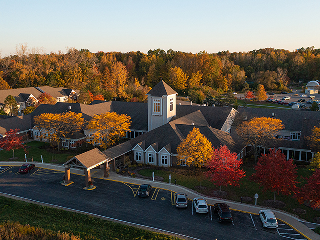 Kendal at Oberlin tower - aerial view