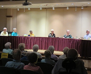 Members of the interest group &ldquo;25 and Proud&rdquo; holding a discussion panel at Kendal at Oberlin. 